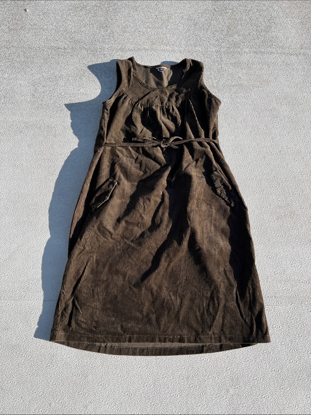 Sleeveless Brown Corduroy Dress